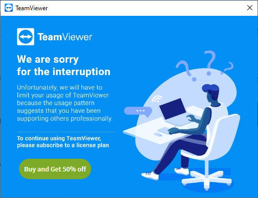 teamviewer commercial use detected notify